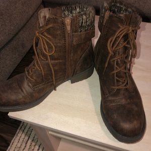 Faux leather combat/fall boots